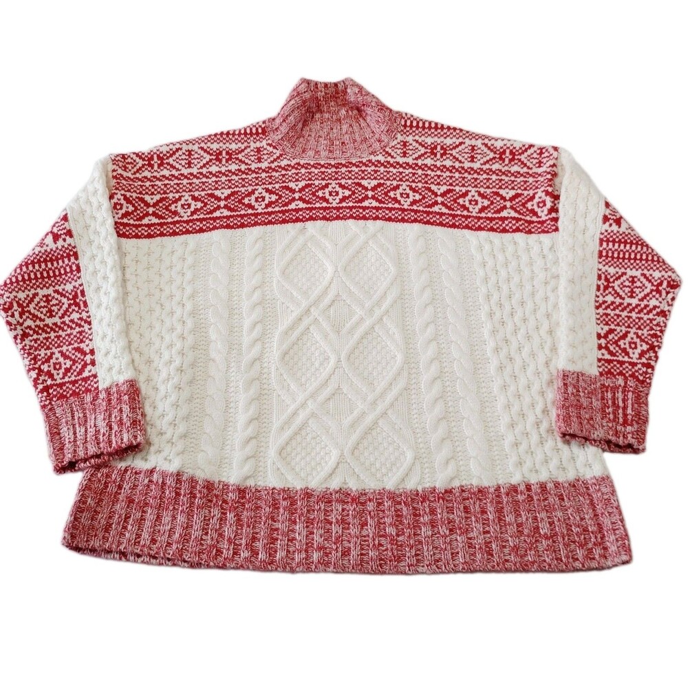 Vineyard Vines Fair Isle Mock Neck Merino Wool Cashmere Blend Sweater Women's XL